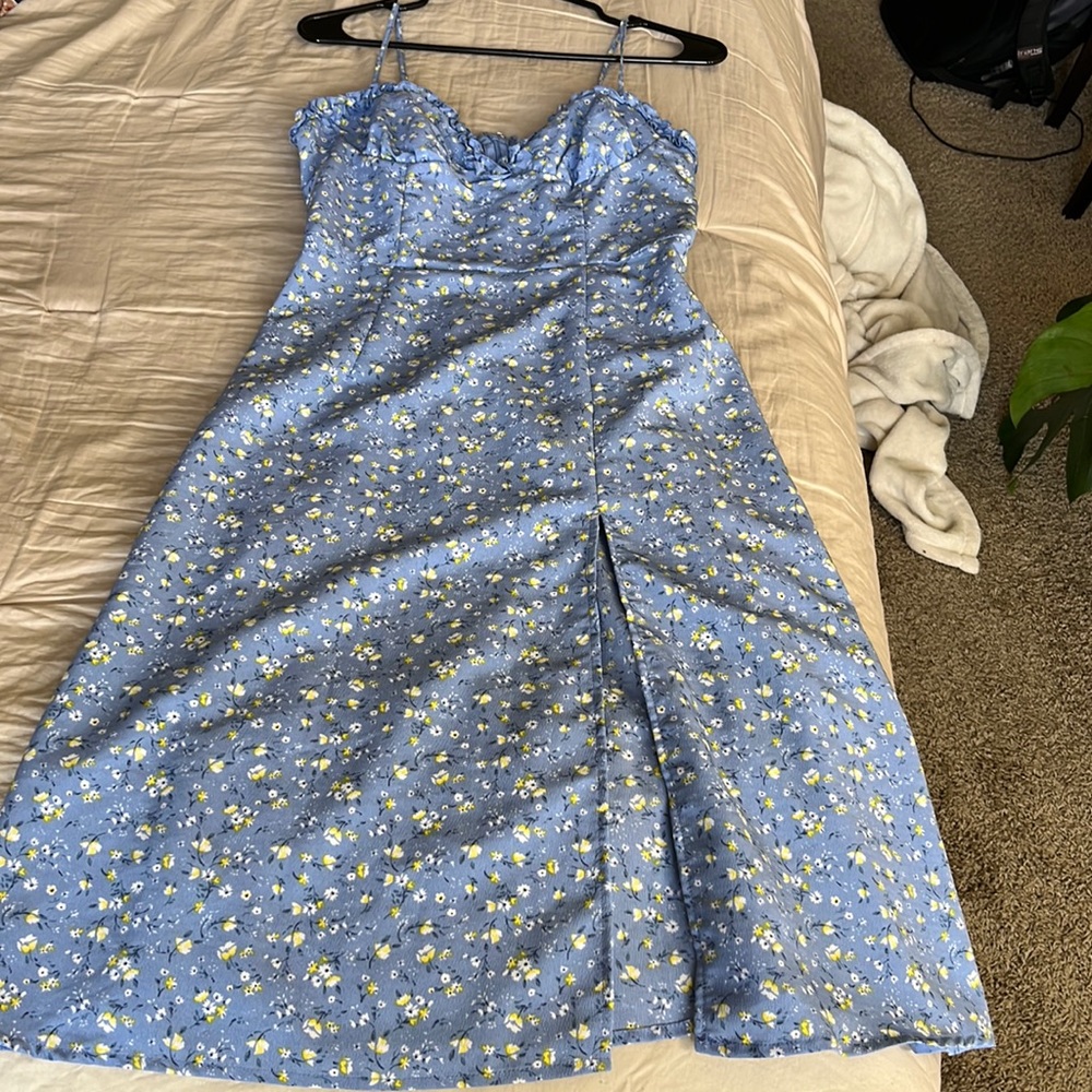 Light blue floral dress with slit from Forever 21
